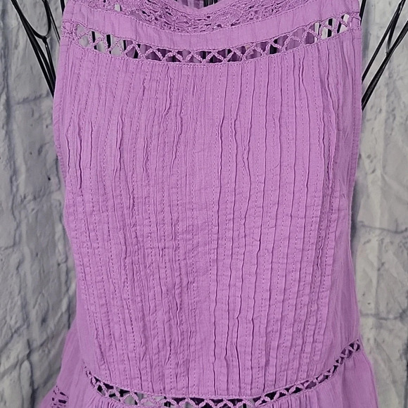 FREE PEOPLE Pleated Crochet Sleeveless Lilac‎ Blouse XS - Picture 3 of 10